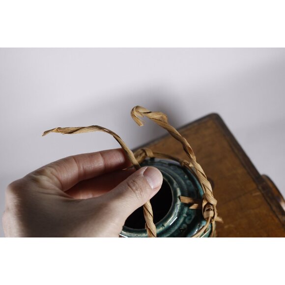 Antique Chinese hexagonal green ginger jar, blue ginger jar, Chinese small - Picture 5 of 10